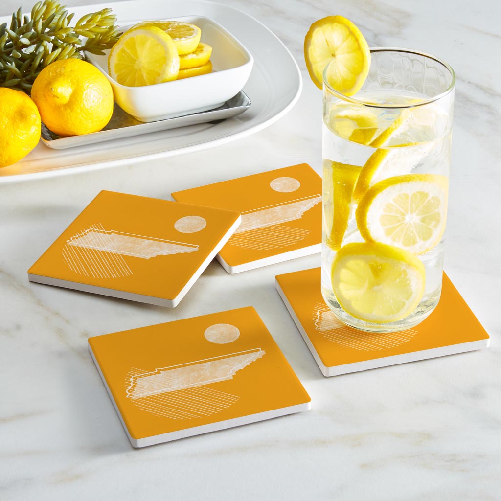 Bright Modern Geometric On Orange Tennessee | Absorbent Coasters | Set of 4 | Min 2