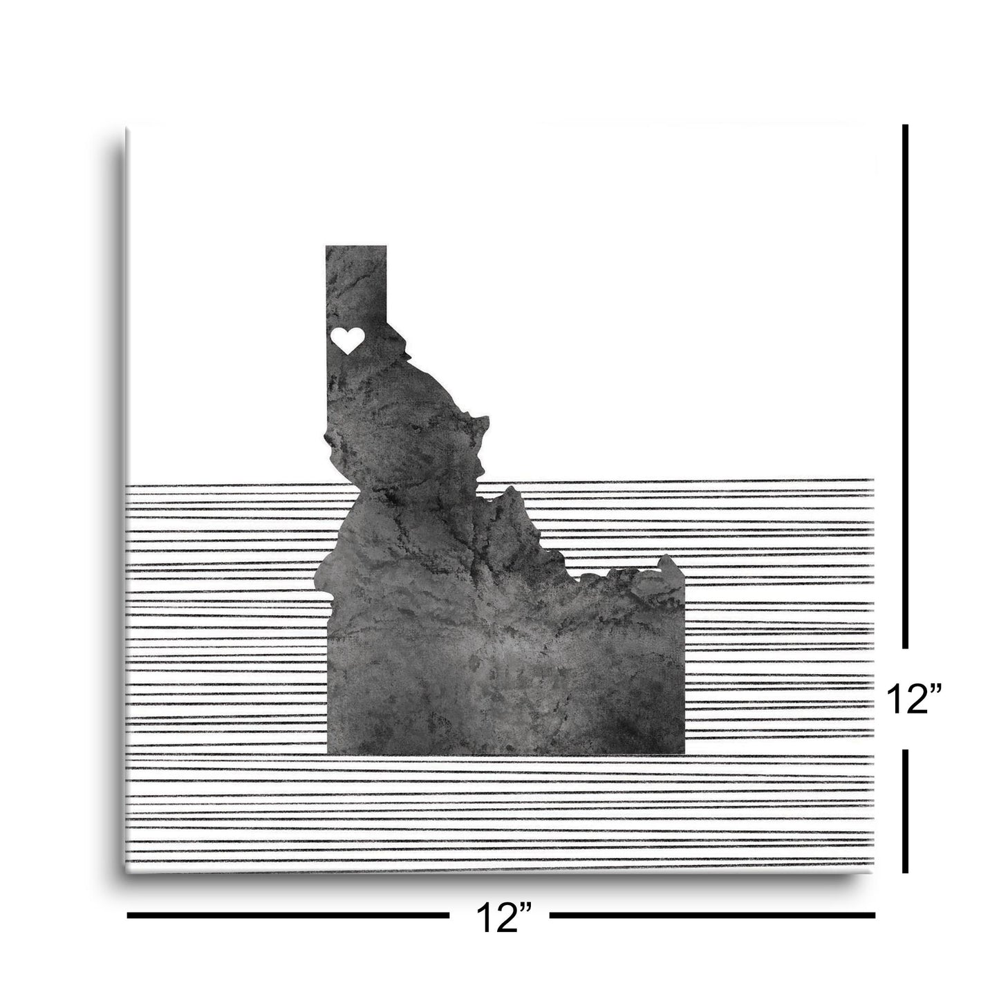 Minimalist B&W Idaho Coeur Dalene Heart Straight Lines | Hi-Def Glass Art | Eaches | Min 1