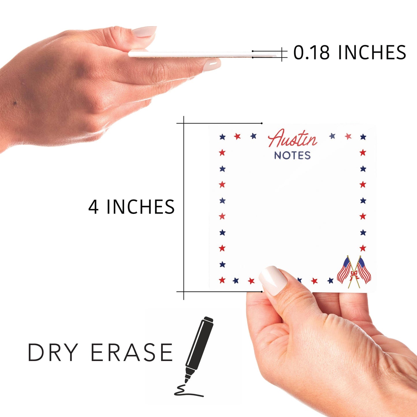 Custom American Summer Star Dry Erase Glass Tile