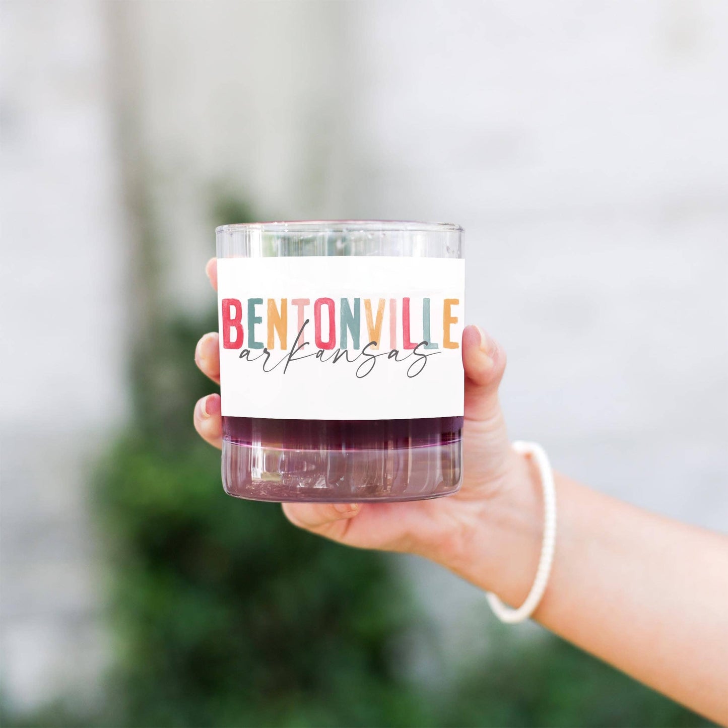 11oz Bourbon Glass-Watercolor City Bentonville Arkansas