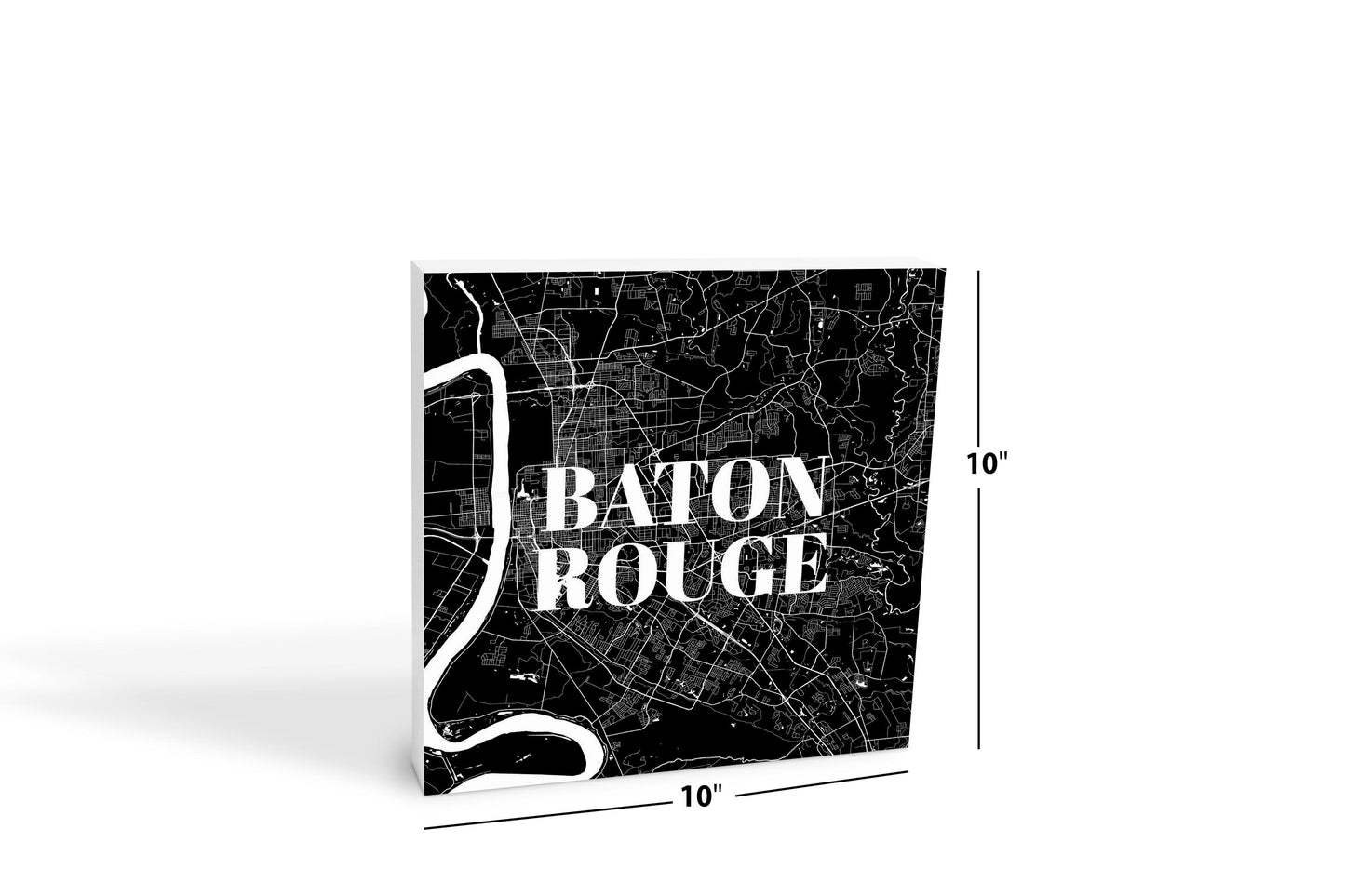 Minimalistic Baton Rouge Black Map | Wood Block | Eaches | Min 2