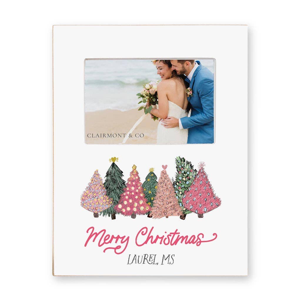 Picture Frame, Pink Christmas Trees, Custom Gift, Decor