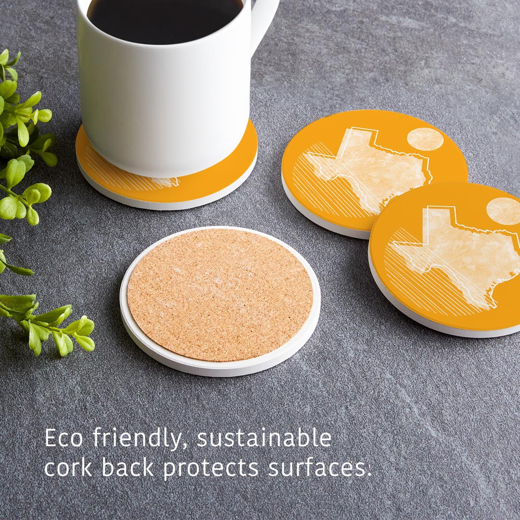 Bright Modern Geometric On Orange Texas | Absorbent Coasters | Set of 4 | Min 2