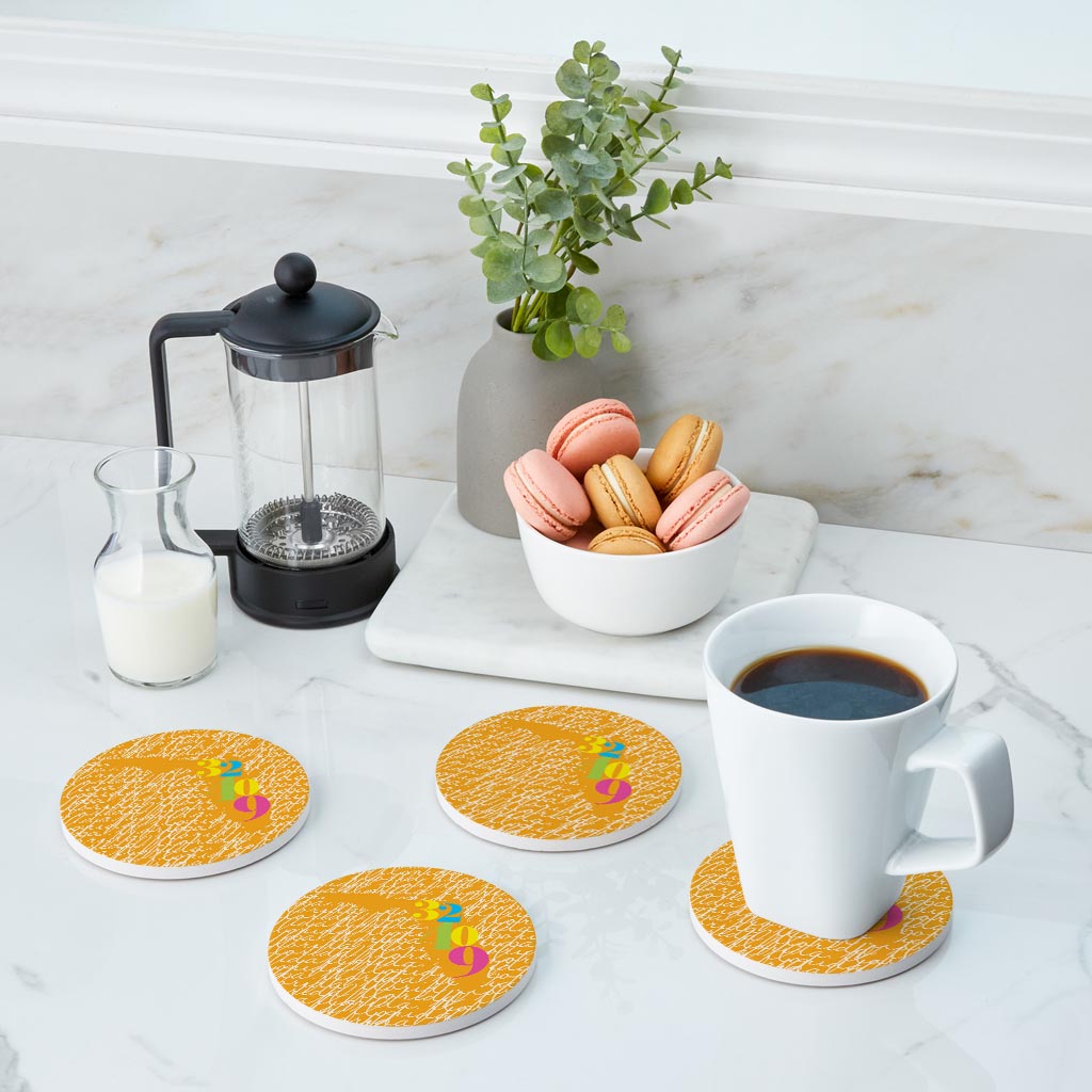 Bright Modern State Script Orange Florida Panama | Absorbent Coasters | Set of 4 | Min 2