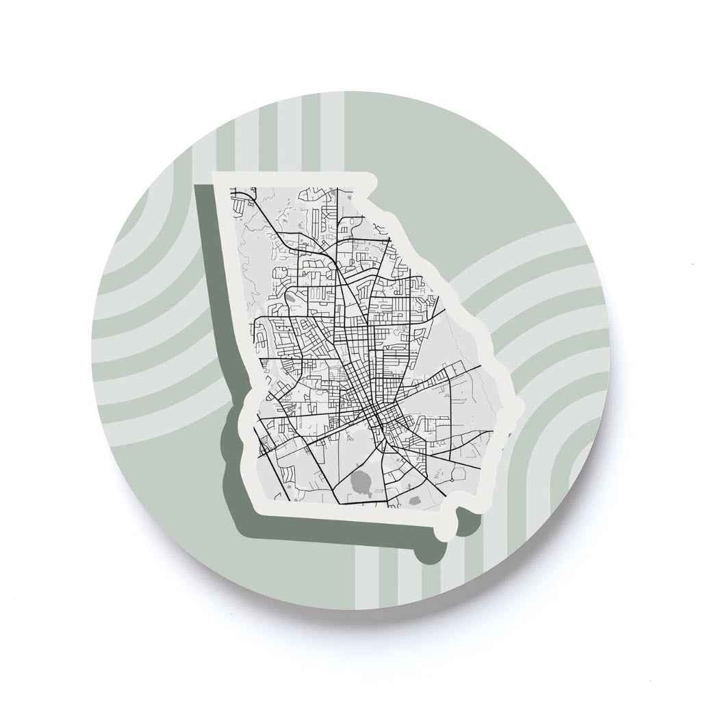 Vintage Groove Light Green Map Georgia Valdosta | 2.65x2.65