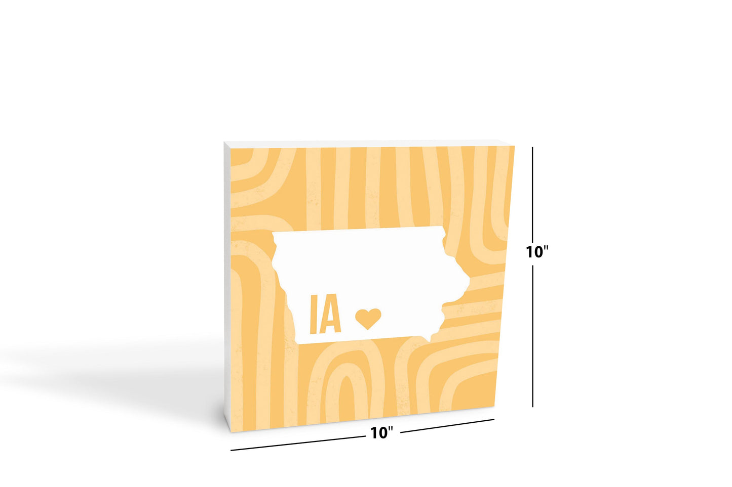 Boho Color Heart State On Yellow Iowa | Wood Block | Eaches | Min 2
