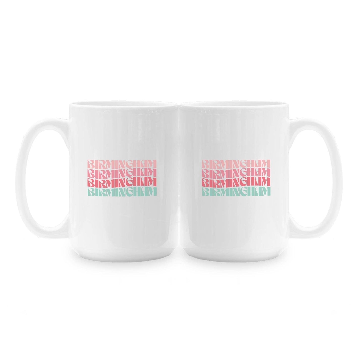 15oz Custom Ceramic Coffee Mug - Retro Wave Font Detail