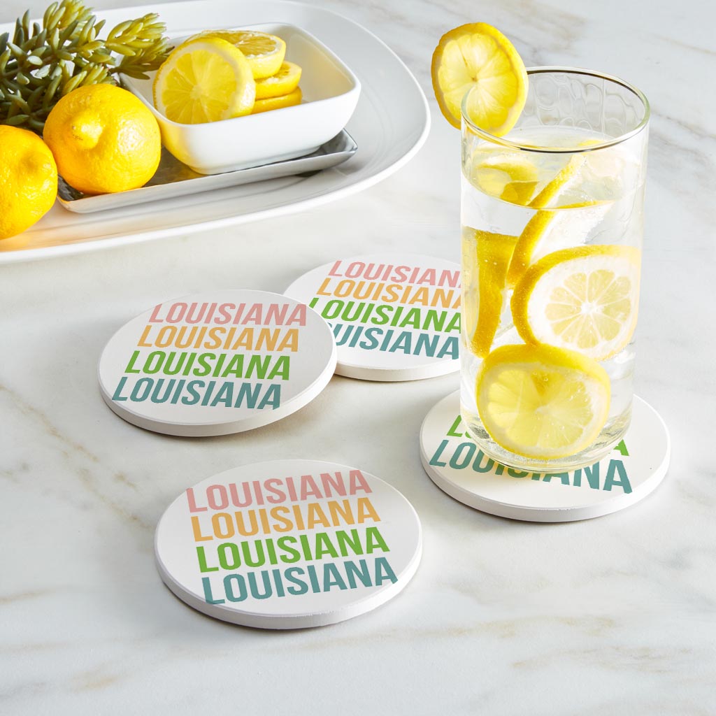 Boho Color Repeated State Name Louisiana | Absorbent Coasters | Set of 4 | Min 2