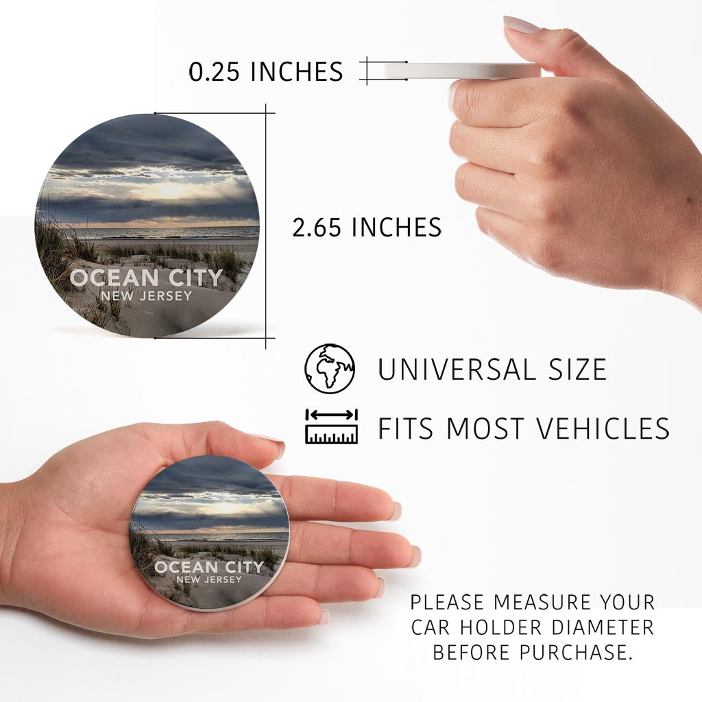 Monokian OCNJ Beach | Absorbent Car Coasters | Set of 2 | Min 4