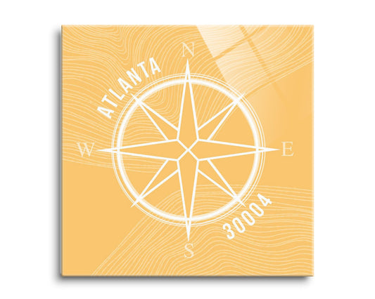 Boho Color Compass Zip On Yellow Georgia Atlanta | Hi-Def Glass Art | Eaches | Min 2