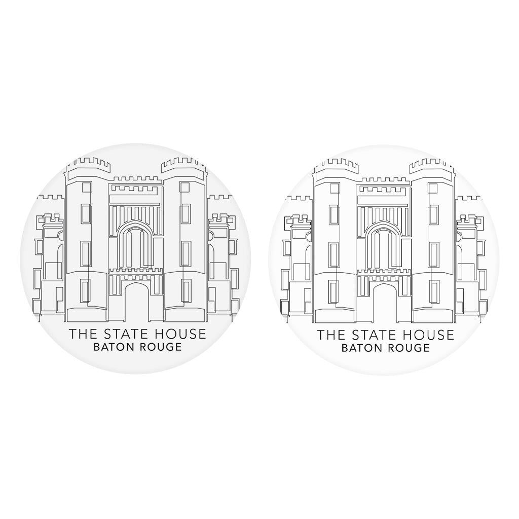 Minimalistic Baton Rouge State House | Absorbent Car Coasters | Set of 2 | Min 4