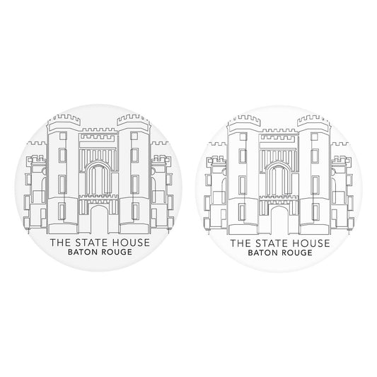 Minimalistic Baton Rouge State House | Absorbent Car Coasters | Set of 2 | Min 4
