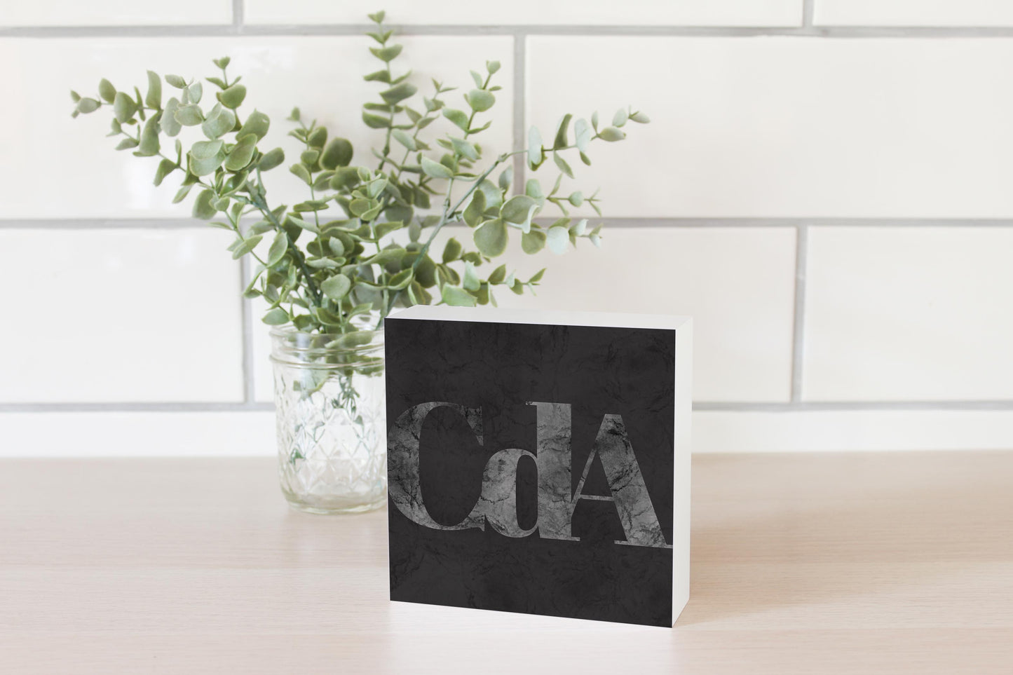 Minimalist B&W Idaho Cda Black Initials | Wood Block | Eaches | Min 4