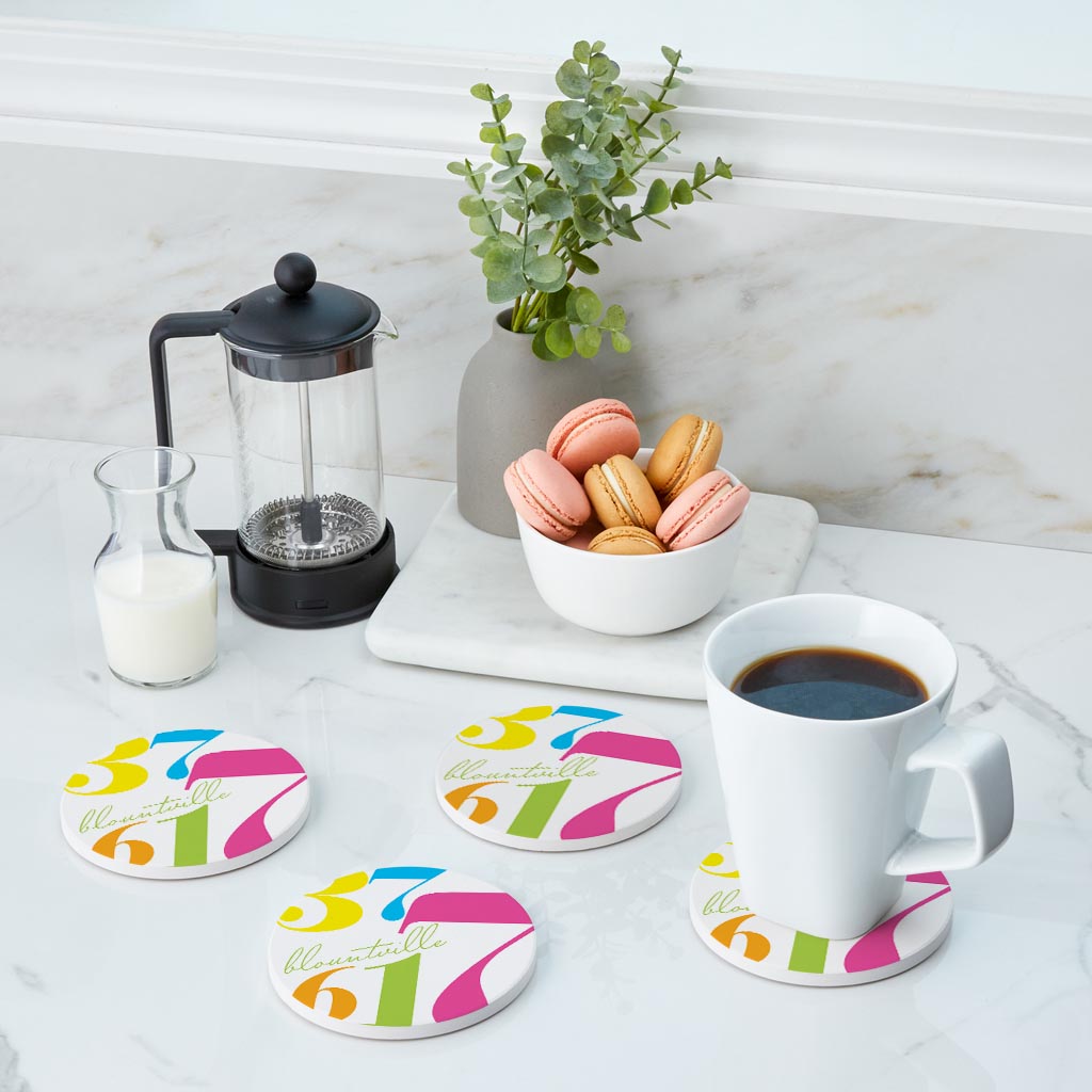 Bright Modern Color Block City Zip Tennessee Blountville | Absorbent Coasters | Set of 4 | Min 2