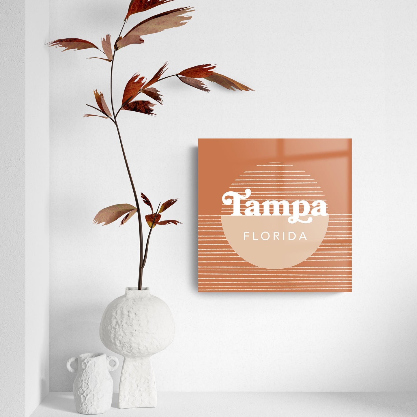Vintage Groove Half Circle Lines Florida Tampa | Hi-Def Glass Art | Eaches | Min 2