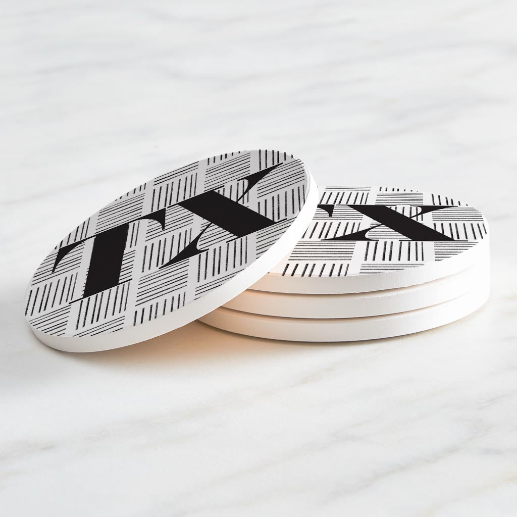 Black And White Abbreviated On White Texas| Absorbent Coasters | Set of 4 | Min 2
