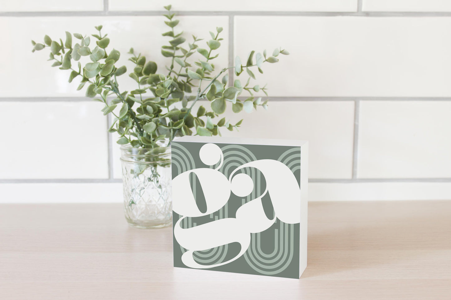 Vintage Groove Green Wave Lines Georgia Ga | Wood Block | Eaches | Min 4