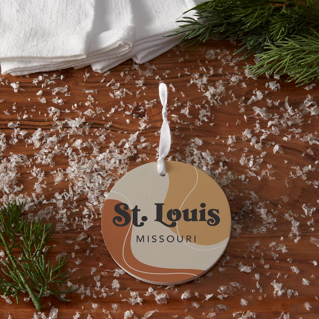 Vintage Groove Fluid Orange Missouri St Louis | Wood Ornament | Eaches | Min 6
