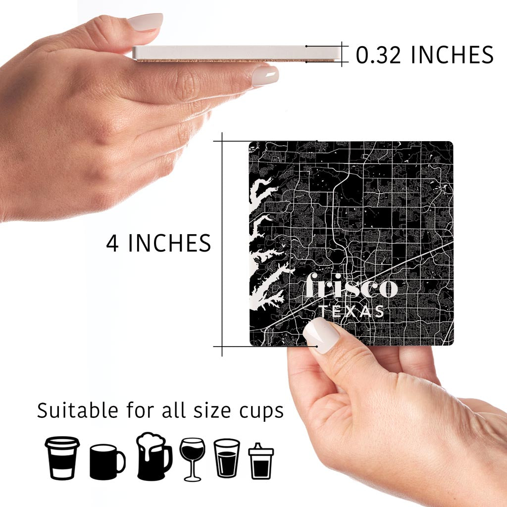 Black and White Black Map Texas Frisco