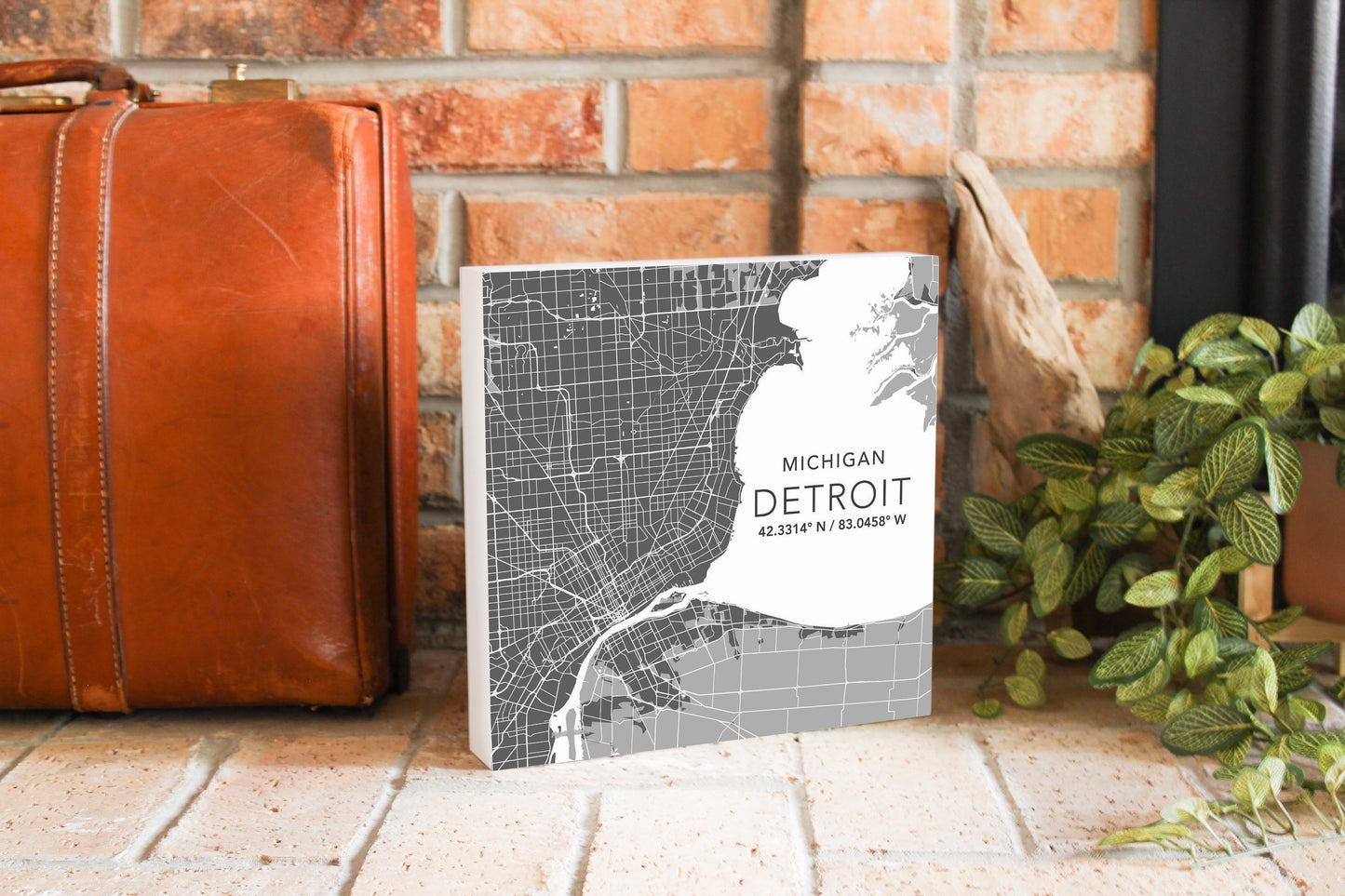 Grey Detroit Michigan Map & Coordinates | 10x10