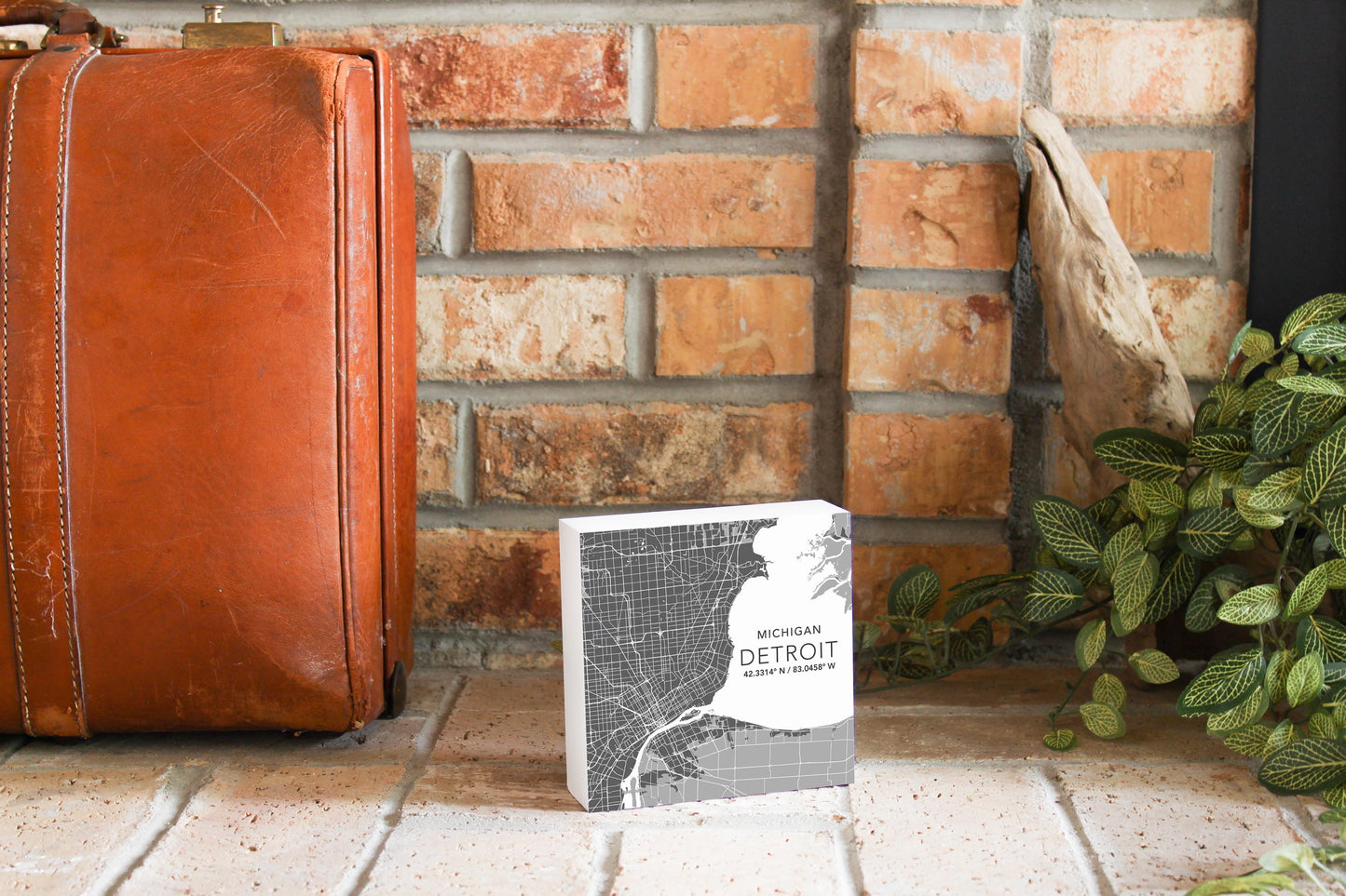 Grey Detroit Michigan Map & Coordinates | 5x5