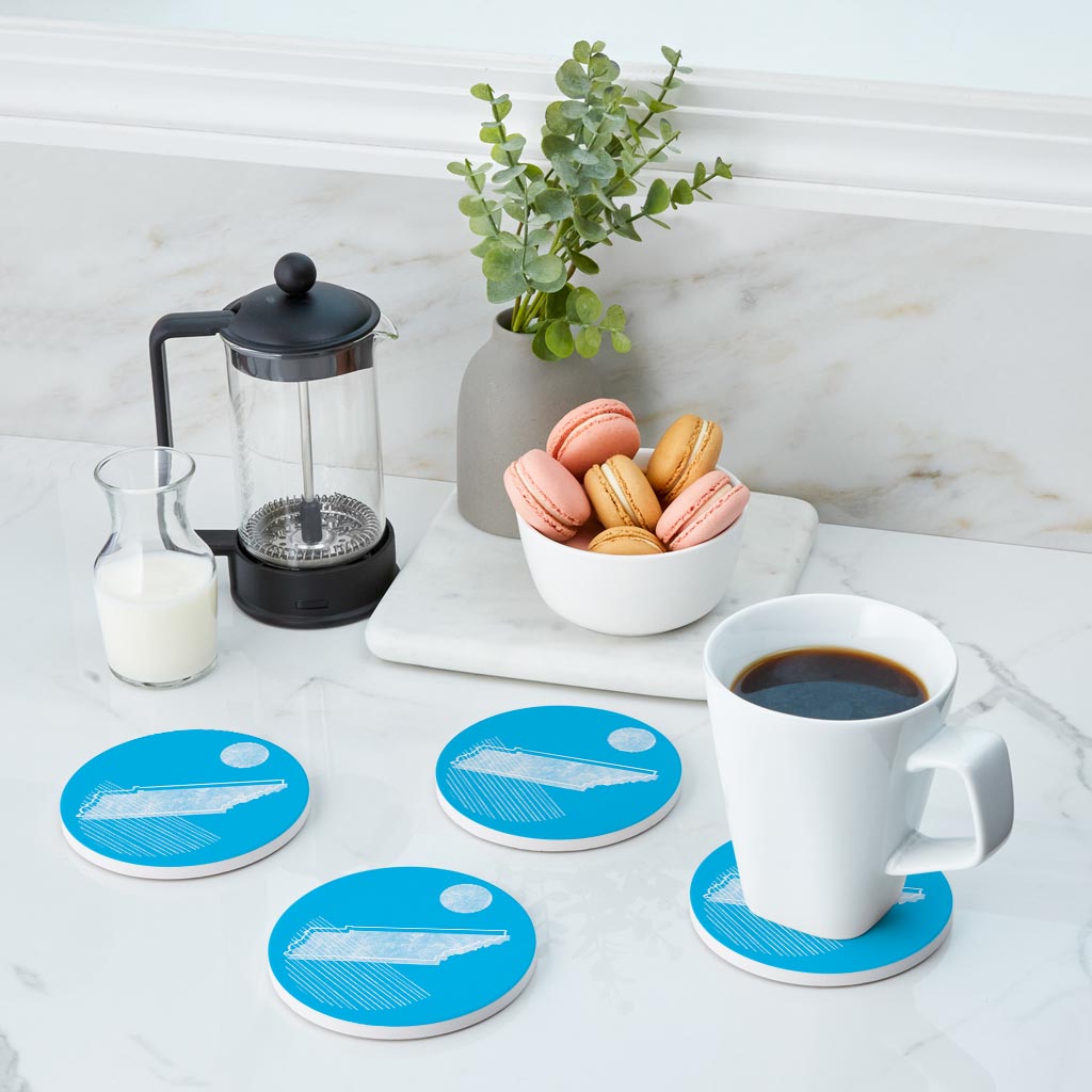 Bright Modern Geometric On Blue Tennessee | Absorbent Coasters | Set of 4 | Min 2