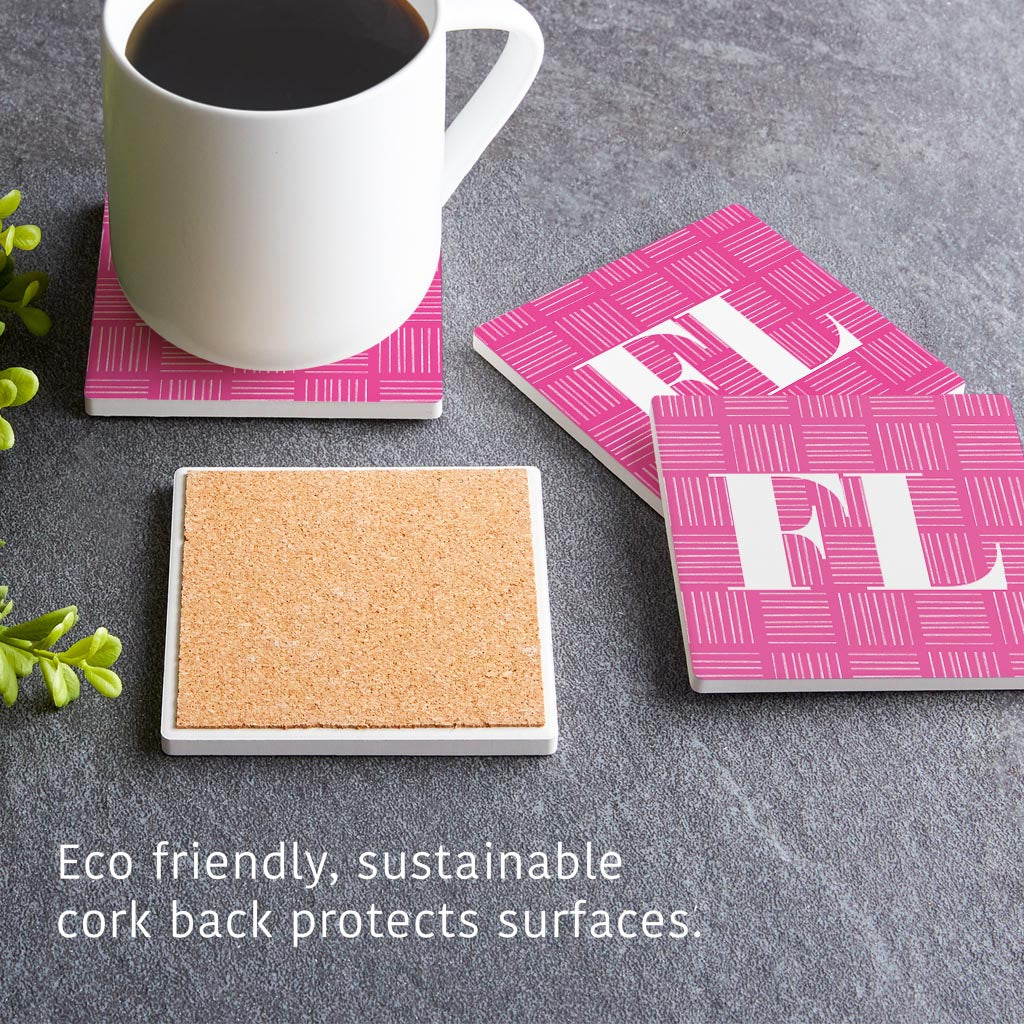Bright Modern Abbreviated On Pink Florida | Absorbent Coasters | Set of 4 | Min 2