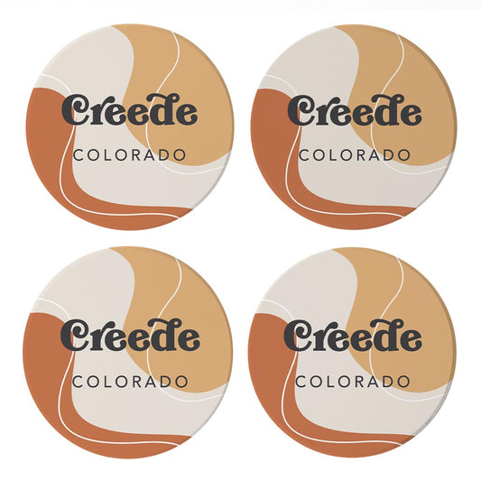 Vintage Groove Fluid Orange Colorado Creede| Absorbent Coasters | Set of 4 | Min 2