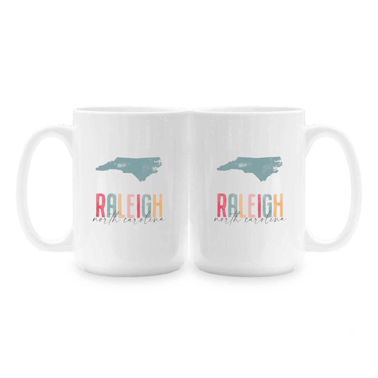 15oz Custom Coffee Mug White Watercolor State and City