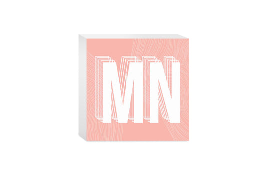 Boho Color Abbreviated On Pink Minnesota | Wood Block | Eaches | Min 4
