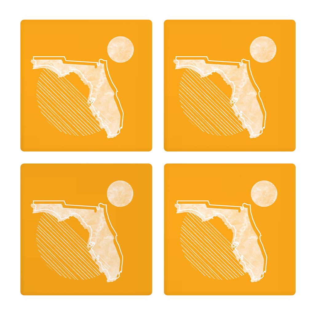 Bright Modern Geometric On Orange Florida | Absorbent Coasters | Set of 4 | Min 2