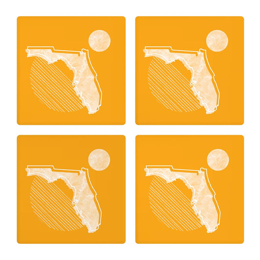 Bright Modern Geometric On Orange Florida | Absorbent Coasters | Set of 4 | Min 2