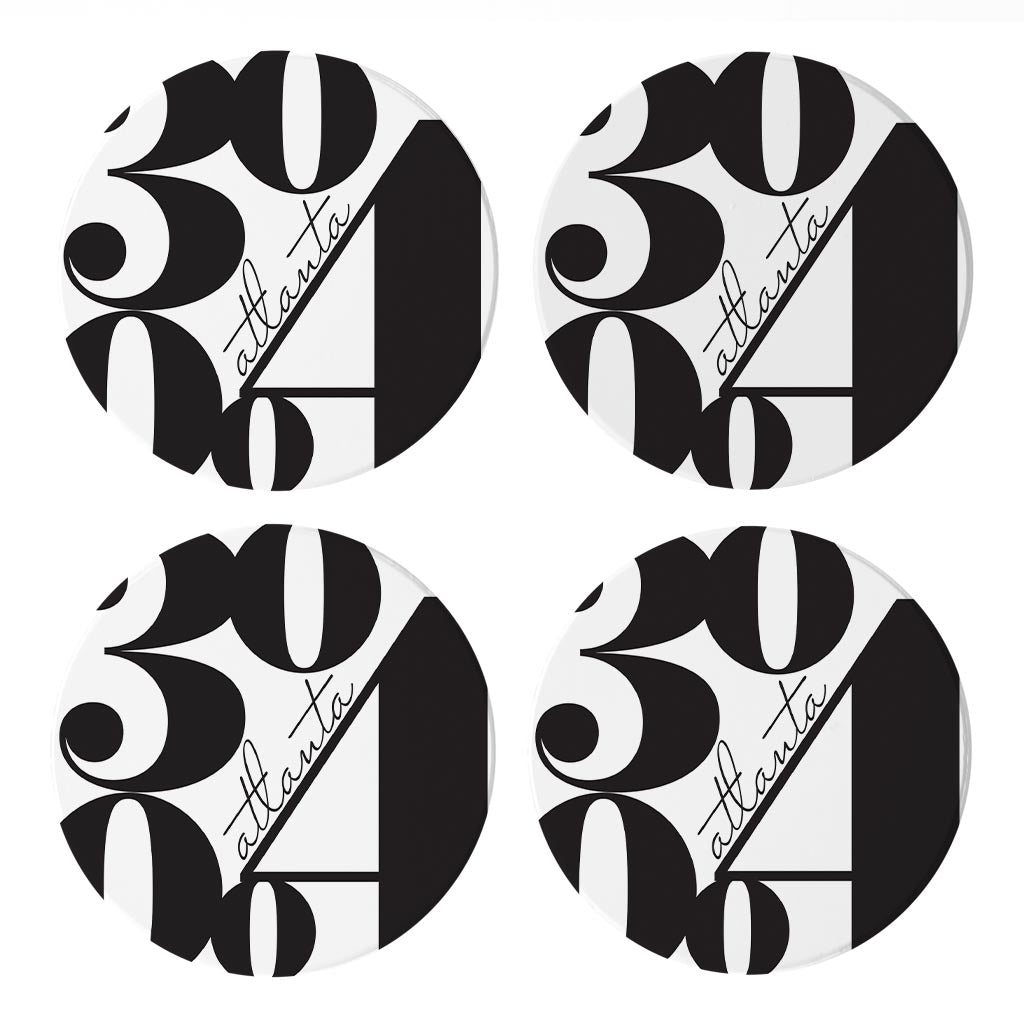 Black And White Zip Block Georgia Atlanta | Absorbent Coasters | Set of 4 | Min 2
