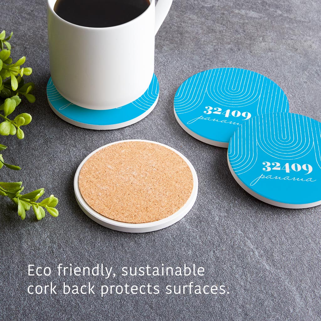 Bright Modern City Zip On Teal Florida Panama | Absorbent Coasters | Set of 4 | Min 2