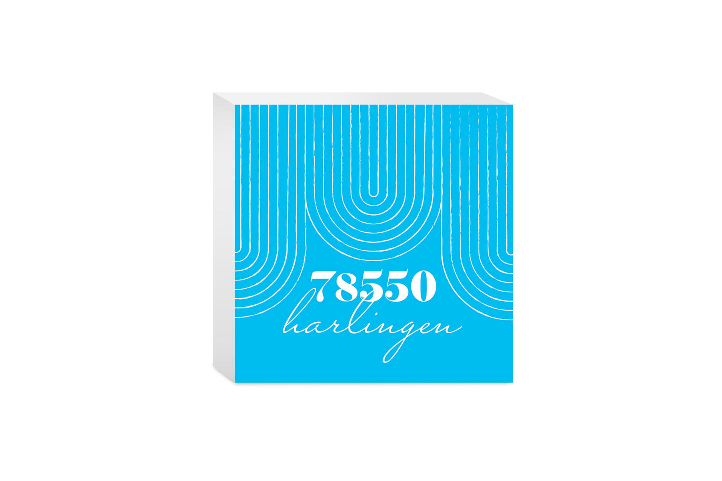 Bright Modern City Zip On Teal Texas Harlingen | Wood Block | Eaches | Min 4