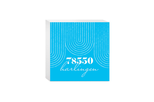 Bright Modern City Zip On Teal Texas Harlingen | Wood Block | Eaches | Min 4