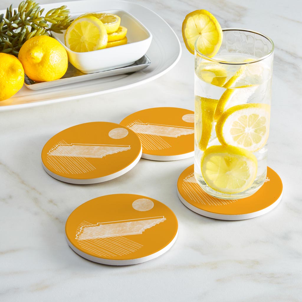 Bright Modern Geometric On Orange Tennessee | Absorbent Coasters | Set of 4 | Min 2