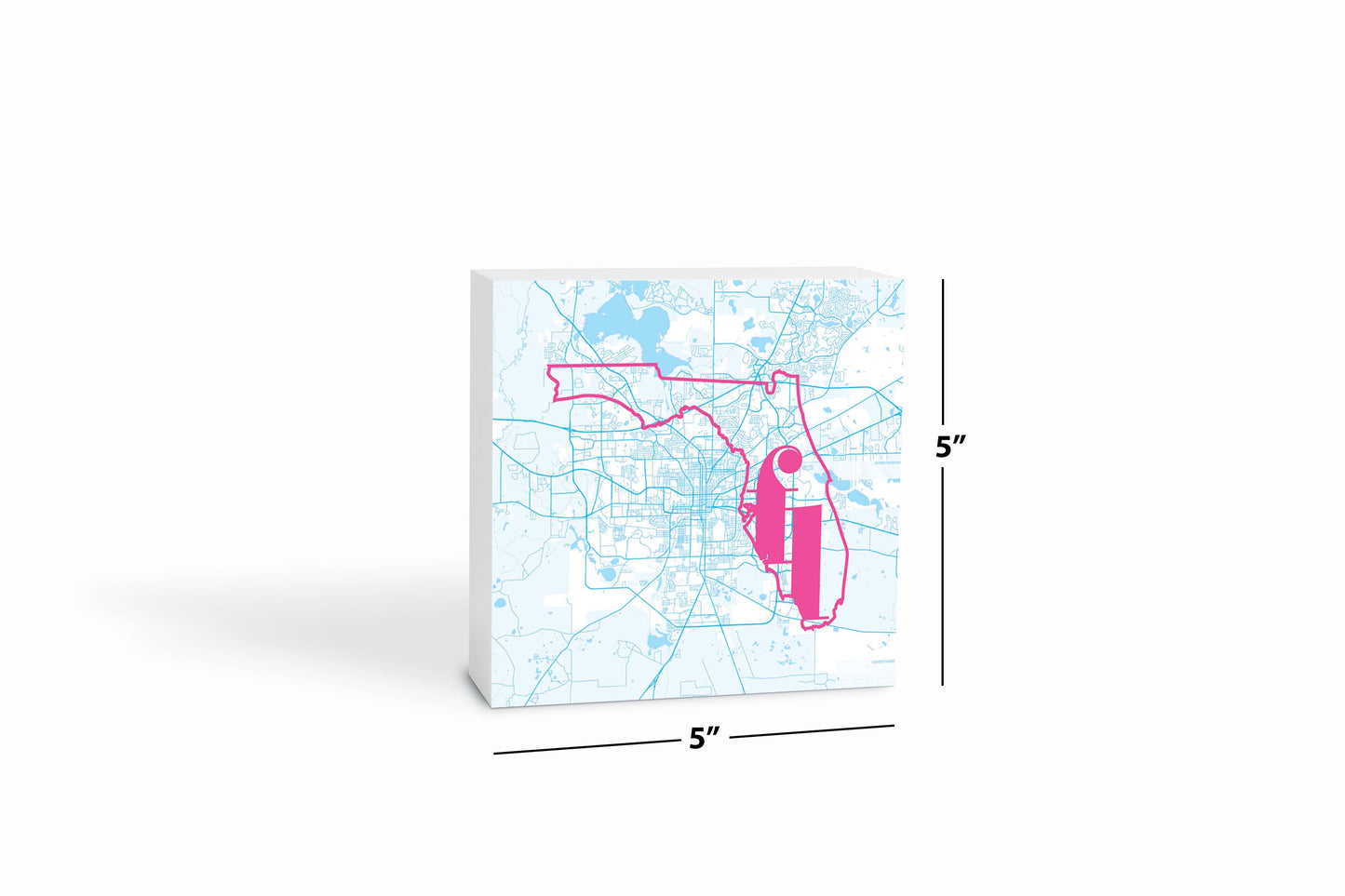 Bright Modern Abbreviated State Map Blue Florida Tallahassee | Wood Block | Eaches | Min 4