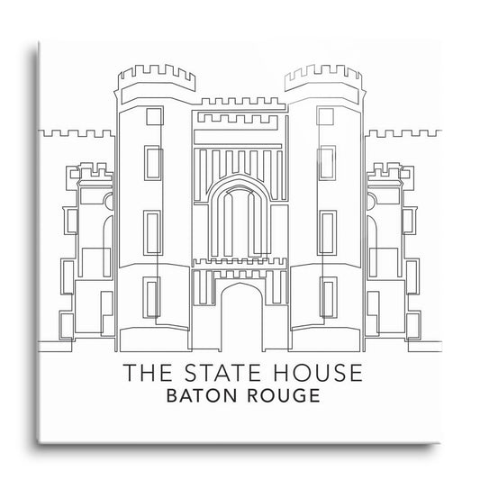 Minimalistic Baton Rouge State House | Hi-Def Glass Art | Eaches | Min 1