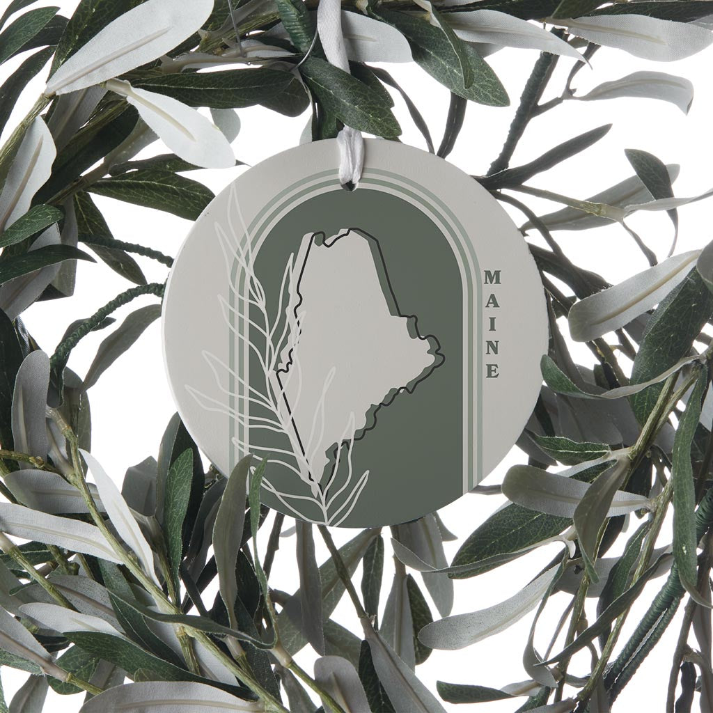 Vintage Groove State With Leaf Maine| Wood Ornament | Eaches | Min 6