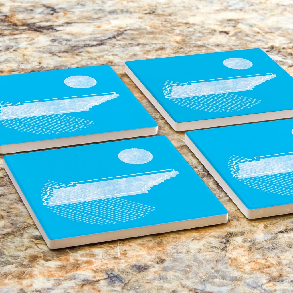 Bright Modern Geometric On Blue Tennessee | Absorbent Coasters | Set of 4 | Min 2