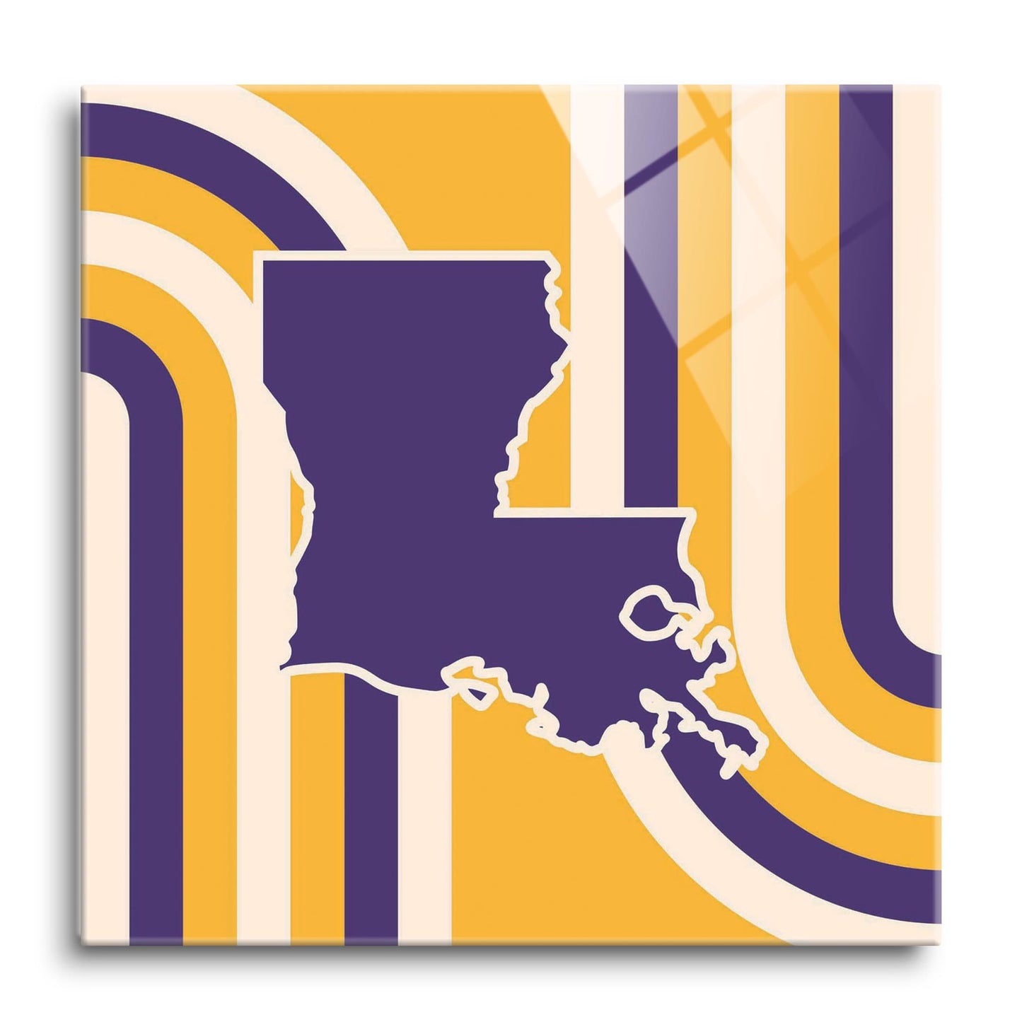 Purple Gold Louisiana Retro State Shape | Hi-Def Glass Art | Eaches | Min 1
