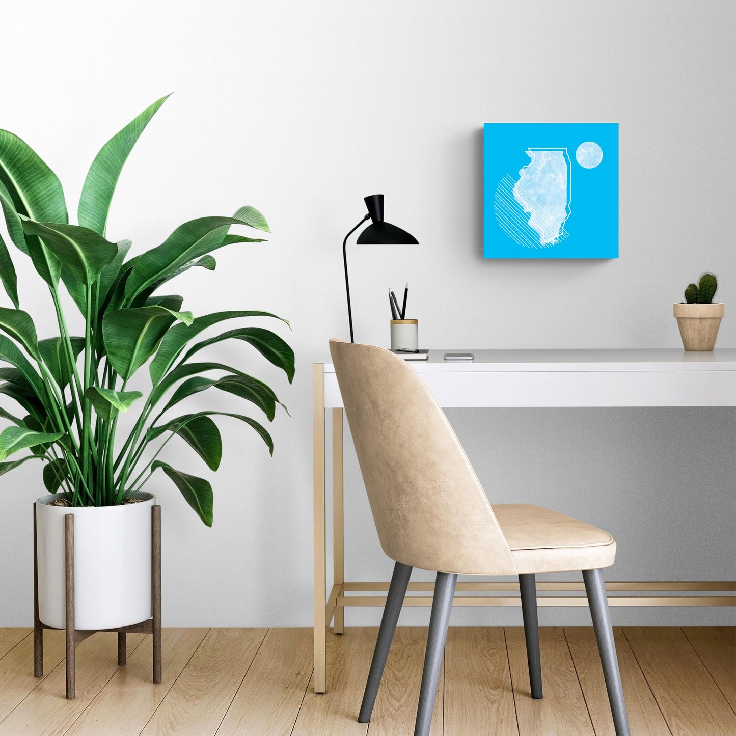 Bright Modern Geometric On Blue Georgia | Wood Sign | Eaches | Min 2