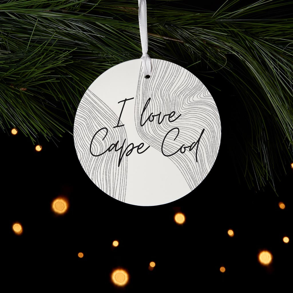 Minimalistic B&W Cape Cod I Love Cape Cod | Wood Ornament | Eaches | Min 6