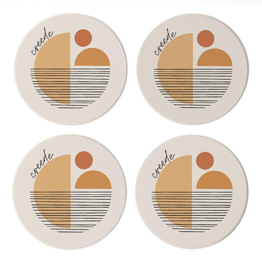 Vintage Groove Shapes Colorado Creede| Absorbent Coasters | Set of 4 | Min 2