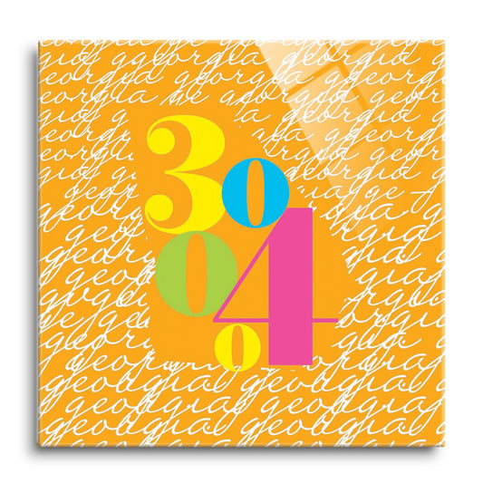 Bright Modern State Script Orange Georgia Atlanta | Hi-Def Glass Art | Eaches | Min 1