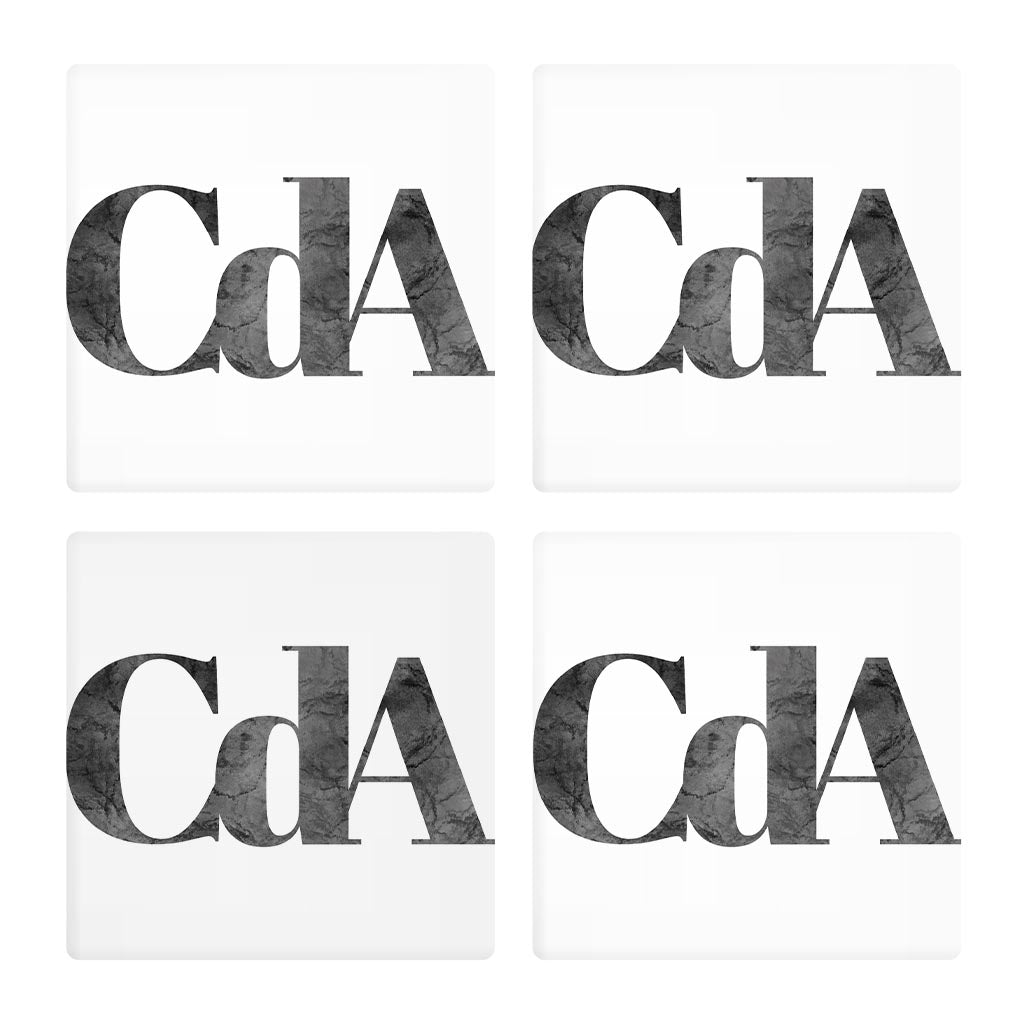 Minimalist B&W Idaho Cda White Initials | Absorbent Coasters | Set of 4 | Min 2