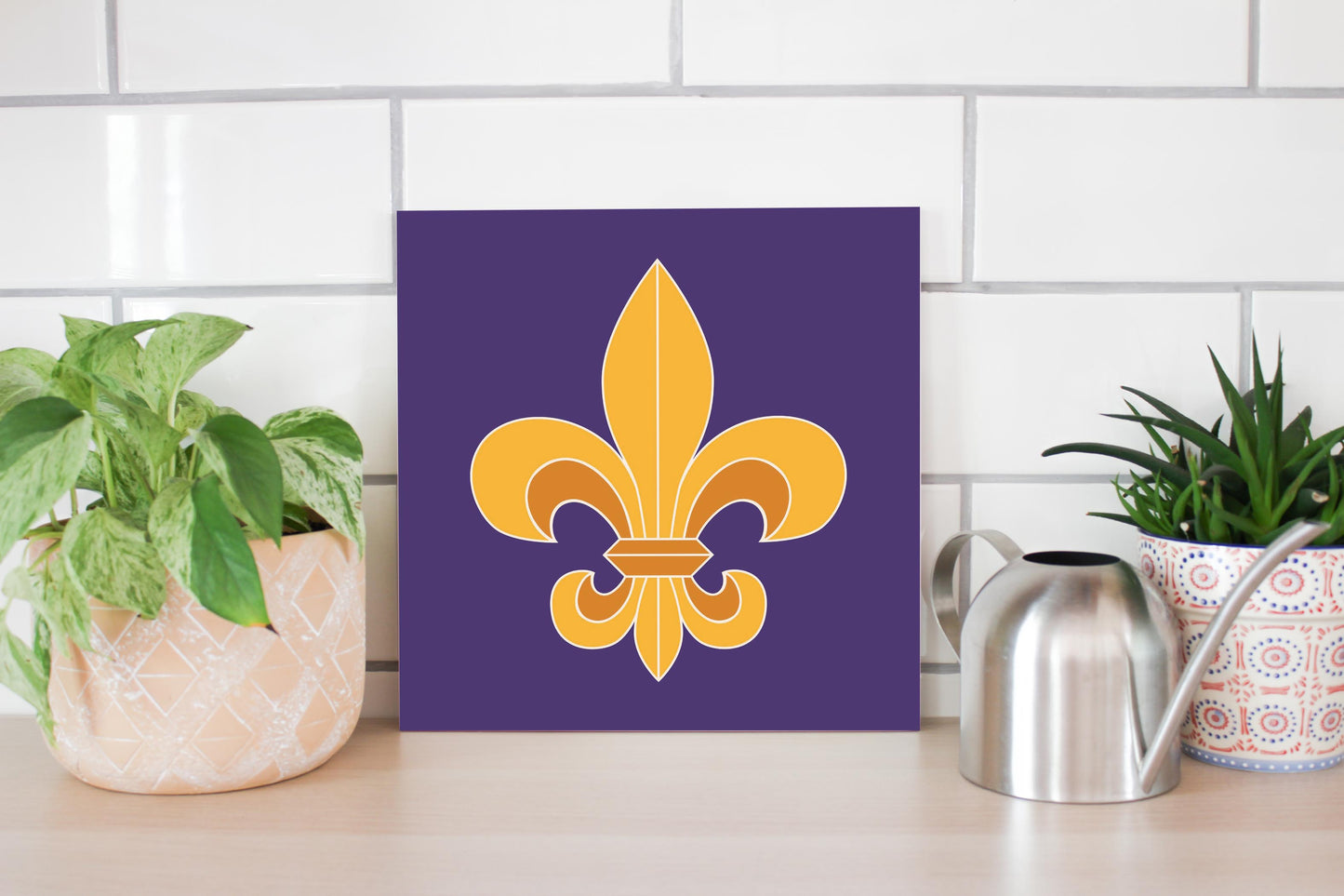 Purple Gold Louisiana Fleur De Lis | Wood Sign | Eaches | Min 2
