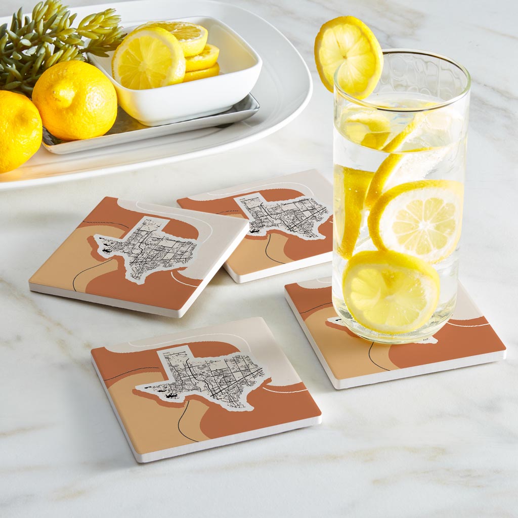 Vintage Groove Fluid Orange Map Texas Frisco