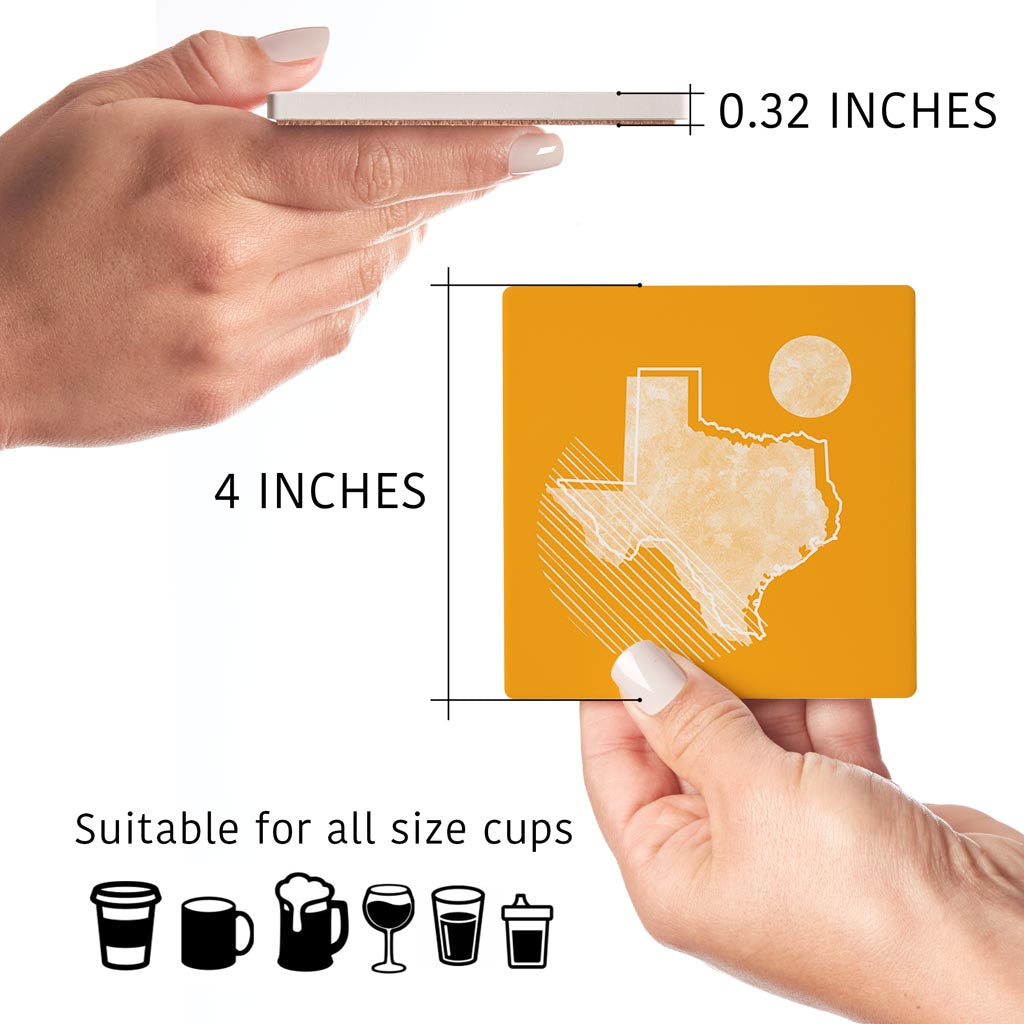 Bright Modern Geometric On Orange Texas | Absorbent Coasters | Set of 4 | Min 2